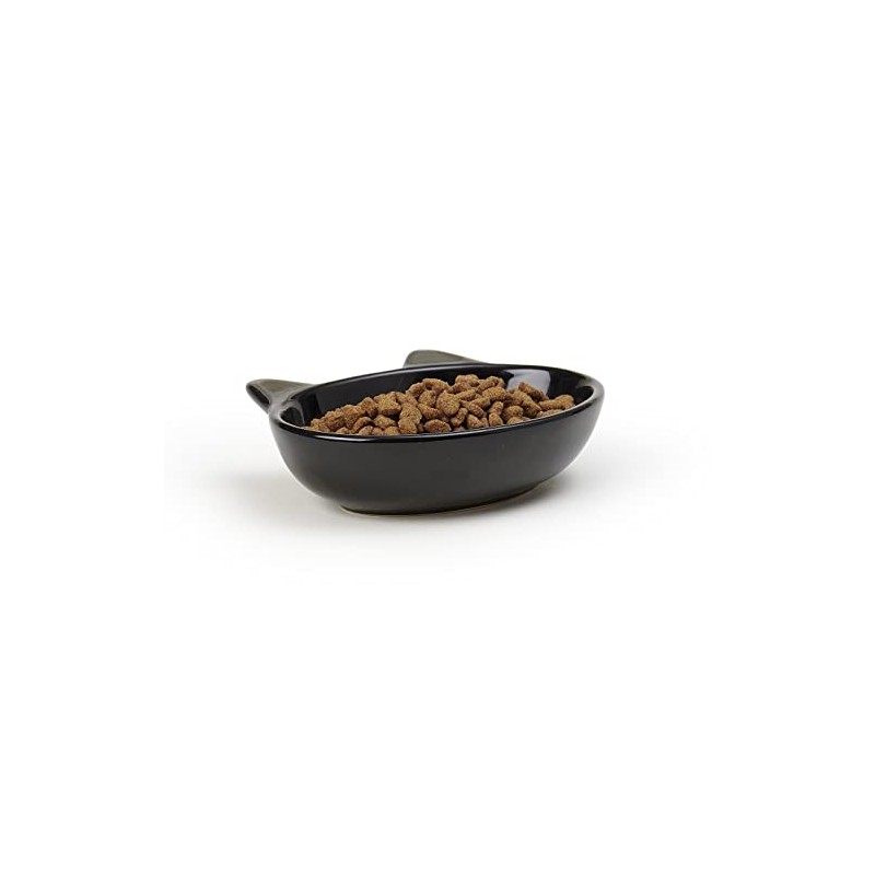 PetRageous Cuenco Ovalado de gres, diseño de Gatito, 13 cm
