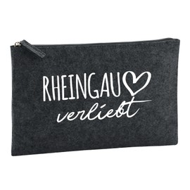 Huuraa Kulturbeutel Rheingau verliebt Geschenk 1 Liter Filz Charcoal Kosmetiktasche Rheingau Geschenkidee