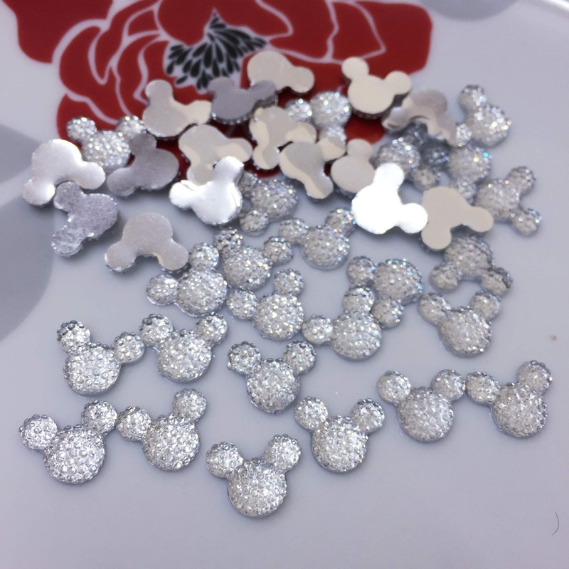 MajorCrafts 60pcs Crystal Clear 14mm Flat Back Kawaii Resin Mouse