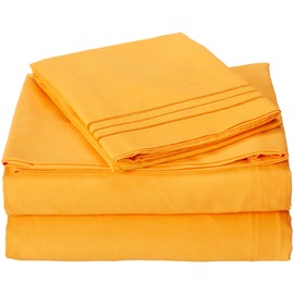 Elegant Comfort 4-Piece Bed Sheet Bedding Set! Luxury Softness 1500 Premier Hotel Quality Wrinkle Free with Deep Pockets, Twin, Flame Orange