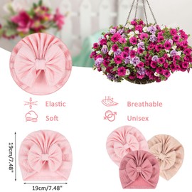 Kaket 6pcs Baby Hats Newborn, Cute Bow Newborn Baby Hats, Unisex Soft Baby Bonnet for Baby Girls Newborns Infants Toddlers (UK, Age, 0 Months, 12 Months, Baby, A)