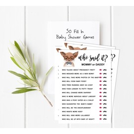 Inkdotpot Mommy Or Daddy Who said it Game Fox Jungle Animals Set Of 50 Fun Baby Shower Game Party Supply