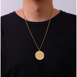 EUEAVAN Islamic Ayatul Kursi Necklace Allah Pendant Quran Protection Asma - Ul - Husna Necklace Arabic Calligraphy Script Islam Eid Ramadan Gift Muslim Religious Jewelry Women Men (gold)