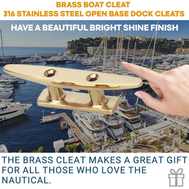 Brass Boat Cleats , 2 Pcs Dock Cleat with Fastener,