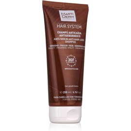 MartiDerm Hair System Champú/Shampoo Anticaída Antiseborreico. Consigue un cabello libre de grasa e impurezas. Factores de crecimiento capilar 3GF + Ácido salicílico. Mejora el anclaje al cuero cabelludo - 200 Ml