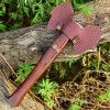 handmade forged Damascus steel double head axe Labrys tomahawk leather