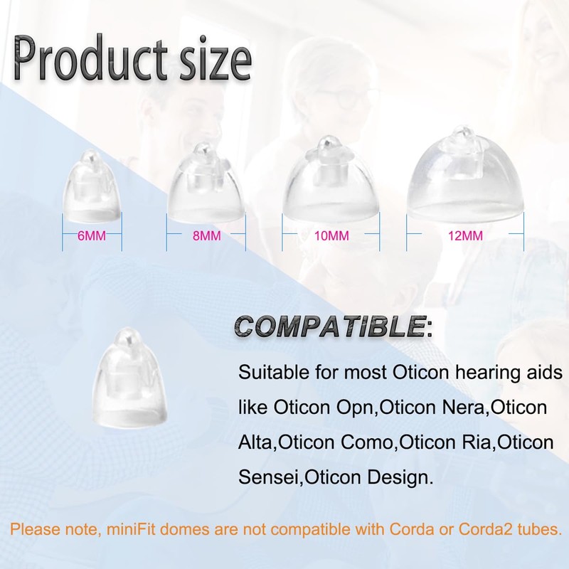 MiniFit bass Double Vent Domes for Oticon Hearing Aids, 6mm,