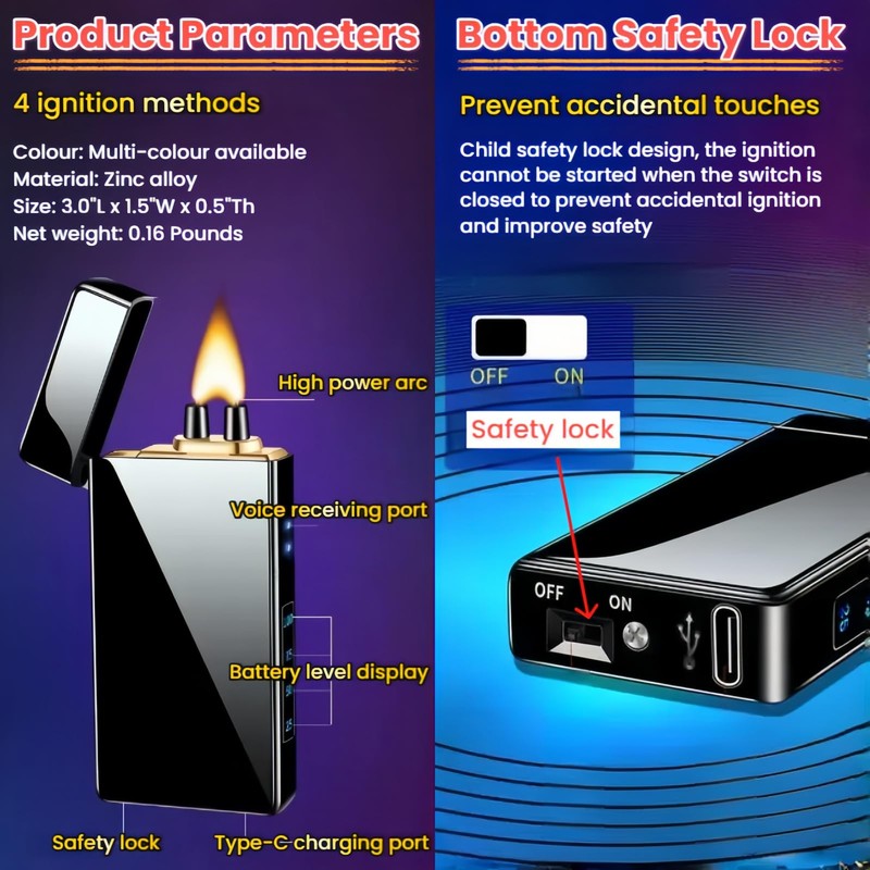 NINSI Smart Electric Lighter with 4 Ignition Modes, High Power