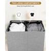 SOLEDI Double Laundry Hamper with Lid, 130L Clothes Hamper 2