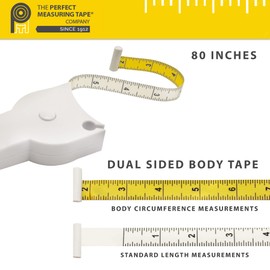 PERFECT MEASURING TAPE Perfect Body Tape Measure - 80 Inch Automatic Telescopic Tape Measure - Retractable Measuring Tape for Body: Waist, Hip, Bust, Arms, and More (White - 80 inch)