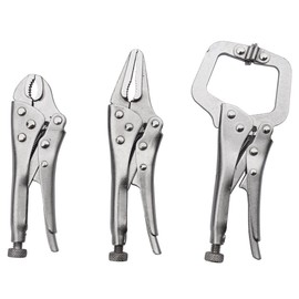 MacWork 3pc Mini Locking Set 4 in. curved jaw locking, 5in. mini C-clamp,5in. long nose locking
