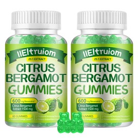 Citrus Bergamot 1500mg, Citrus Bergamot Gummies for Healthy Cholesterol, Bergamot Supplements 25:1 Extract from Italy Bergamot, Resveratrol & Niacin - Gluten Free, 120 Count