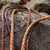 Plaited Leather Cord 3 mm Round Antique Brown. Length: selectable,