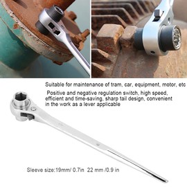 19mm x 22mm or 3/4 x 7/8 Double Ended Socket Ratcheting Podger Scaffold Spud Wrench, 2-Way Ratchet Wrench Multi-Purpose Metric Quick Release Tip Spanner