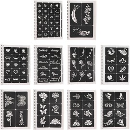Plantillas de Tatuajes Temporales Reutilizables de PVC, 97 Diseños para Arte Corporal, Kit de Plantillas Huecas para Tatuajes de Fiesta, Cosquillas, Halloween, Carnaval