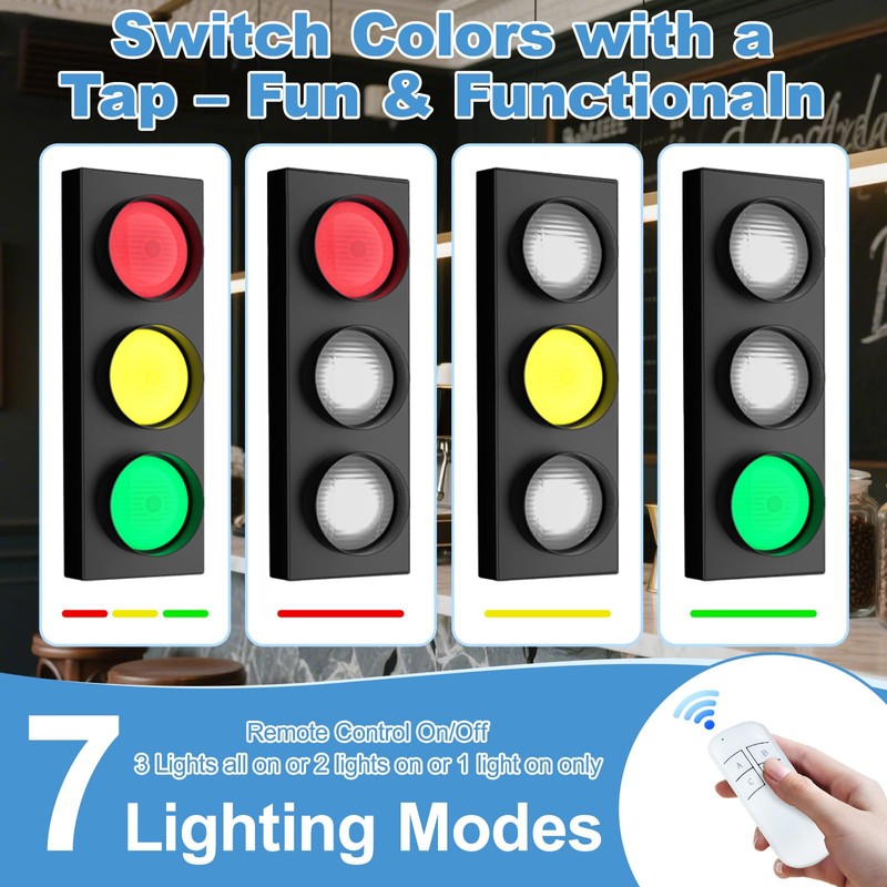 yamxun Traffic Light Lamp Decor on Wall: Remote Control LED