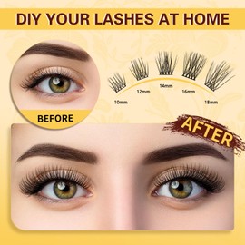 QUEWEL Natural-Cluster-Lashes Super Thin Band, Cluster Lashes Kit Natural Look, Reusable Eyelash Clusters with Lash Bond and Seal Lash Tweezer and Lashes Glue Remover(NATURAL-JX 01 KIT)