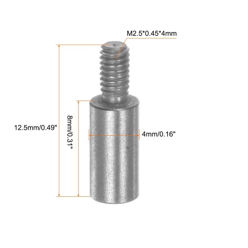 sourcing map Flat Contact Points 4mm Dia 8mm Length M2.5