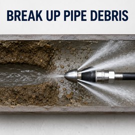 High-Pressure Pipe Cleaning Nozzle for Sewer and Drain Maintenance - Durable Stainless Steel 6-Jet Design with Quick-Connect for Efficient Pipe Flushing