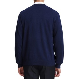 KALLSPIN Men's V Neck Sweater Pullover Wool Blend Relax Fit Knit Long Sleeve Pullover(Navy Blue,2X-Large)