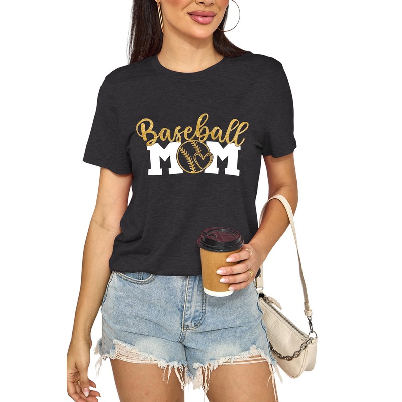 Baseball Mama & Mom Shirts with Gold Foil - Support