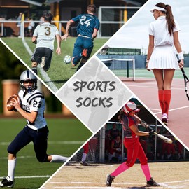 Neon Softball Socks for Youth Girls Knee High Crazy Socks Baseball Socks Athletic Socks Yellow S
