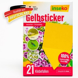 21 x inseko Yellow Stickers I Yellow Plates Against Fungus Gnats I Yellow Trap 100% Toxin-Free (Pack of 21)