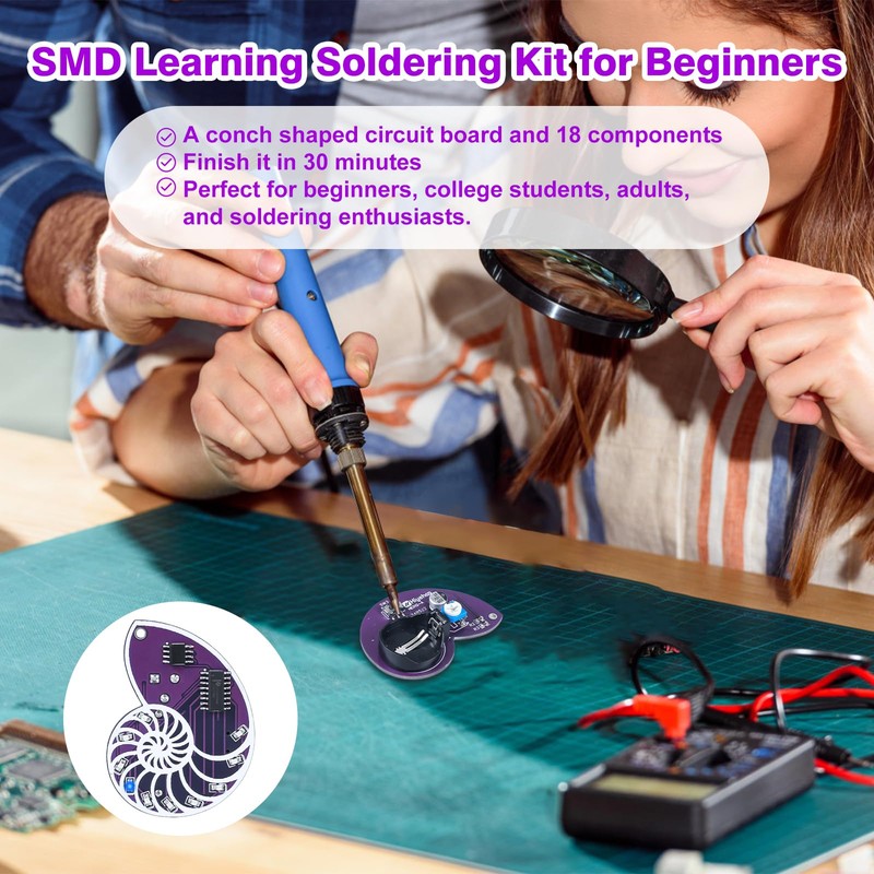 SMD Soldering Practice Kit,LED Seashell Design Learner Solder Kit, Ideal