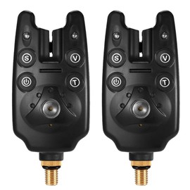 Fishing Bite Alarm, 2 Pack Bite Alarm with LED Indicator, Bite Alarm with Volume Control, Bite Alarm for Carp and Pike Fishing, Bite Alarms Indicators (Black)