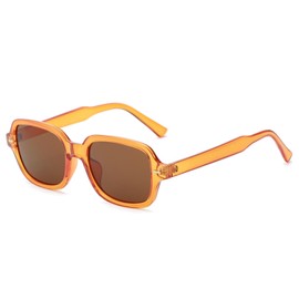 YOJUED Vintage Rectangle Oval Sunglasses Women Men Yellow Gradient Glasses Retro Tinted Sunglasses UV 400 Protection, Orange/Tea
