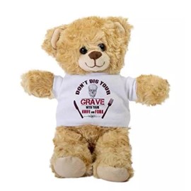 SpreadPassion Knife Teddy Bear, Knife Gift Stuffed Animal, Plush Teddy Bear with Tee
