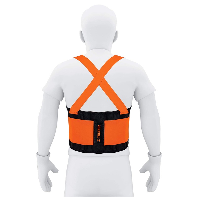 Truper FAJA-MN, Faja lumbar de alta visibilidad c/reflejantes, naranja, M
