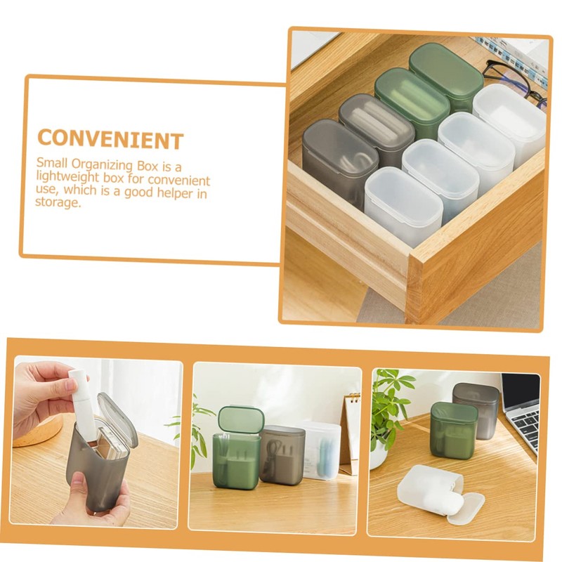 KOMBIUDA 3Pcs Small Plastic Storage Boxes with Lid Organizer for