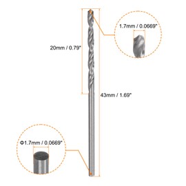HARFINGTON 25pcs Micro Jobber Twist Drill Bits #51 1.7mm / 0.0669" High Speed Steel HSS Mini Drilling Bit Tool for Stainless Steel Aluminum Wood Plastic