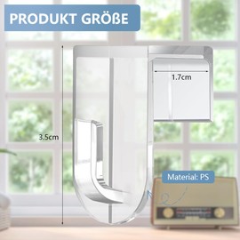 AMFUN Window Hooks, Pack of 40, Transparent Door Hooks, Suitable for Windows up to 17 mm Folding Size, Window Hooks for Hanging Window Decoration, 35 x 17 mm