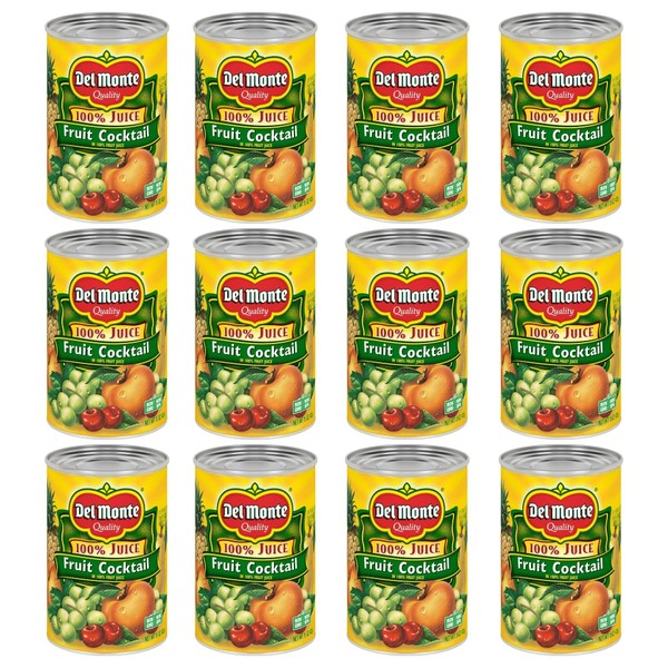 Del Monte Canned Fruit Cocktail in 100% Fresh Juice, 15 Ounce (Pack of 12)