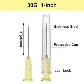 Aguja de calibre 30, 25 mm, envuelta individualmente, 100 agujas Luer Lock, accesorios industriales desechables