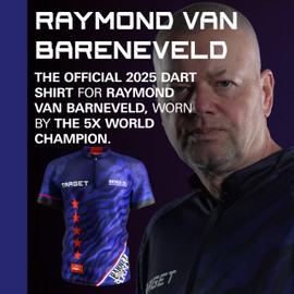 TARGET Darts Raymond Van Barneveld Dart Shirt 2025, Size: L | World Championship Mens Darts Shirt, Adult Cool Play Collarless Dart Top, Dartboards Top Men, Barney Player Edition T Shirt