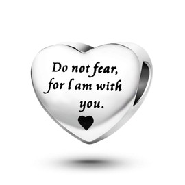 SBI Jewelry Isaiah 41:10 Charm for Bracelets Women Silver Love Heart Bible Clear CZ Cross Bead Women Girls Mom Daughter Sister Grandma Granddaughter Girlfriend Wife Birthday Anniversary