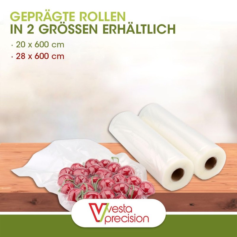 Vesta Precision Vacuum Sealer Rolls - Clear and Embossed -