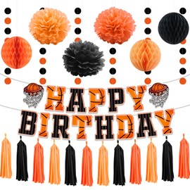 PANRRPERS 21 Pcs Basketball Party Decorations Set Basketball Banner Tissue Paper Tassel Garlands Paper Garland Paper Fans Basketball Theme Party Supplies for Birthday Baby Shower
