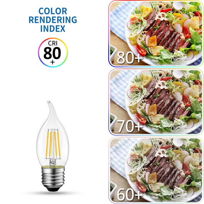 ANWIO Flame Tip LED Filament Bulb Candelabra E26 Base, Dimmable