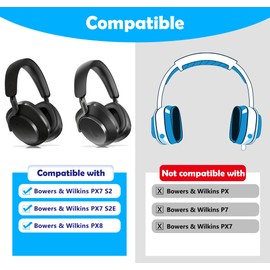 PX8/PX7 Replacement Ear Pads for Bowers & Wilkins PX8/PX7 S2/PX7 S2E Headphones Protein Leather Ear Pads with Memory Foam, Improved Comfort Durable Headphone Accessories