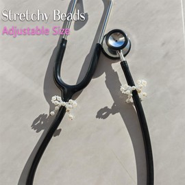 Cute Bling White Butterfly Stethoscope Charms for Nurses , Pearl Floral Flower Stethoscope Id Name Tag for Doctor Nurse Student , Nursing Graduation Medical Workers Decorative Stethoscope Accessories (white)