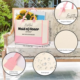 XHK Maid of Honor Gifts Bridal Shower Gifts Wedding Gifts for Maid of Honor Proposal Newlywed Gift Essential Stuff Tote Bags for Wedding Bachelorette Party Engagement Wedding Day