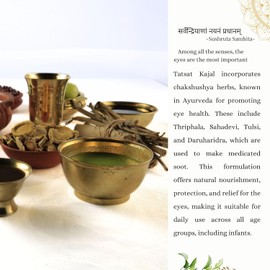 TATSAT 100% Natural Ayurvedic Herbal Kajal with CHAKSHUSHYA Herbs | No Preservatives | No Chemicals | No Irritation | 2.5gm Pencil Kajal for Adults