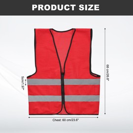 PATIKIL High Visibility Reflective Mesh Safety Vest, Class 2 Construction Work Vest Smooth Zipper Front for Construction Safety Use, Red
