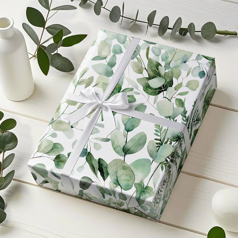 WRAPAHOLIC Eucalyptus Leaves Wrapping Paper Roll - Mini Roll -
