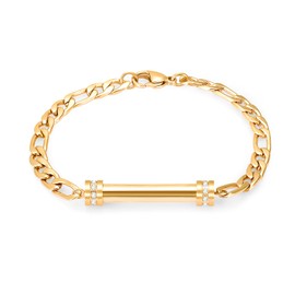 Hearbeingt Cylinder Cremation Jewelry Urn Bracelet for Ashes Crystal Memorial Bracelet for Women Girl Keepsake Bangle Ashes Holder(Gold)