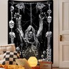 Yrendenge Skull Tapestry, Human Skull Wall Hanging, Black and White